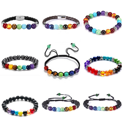 Korean version of rainbow woven bracelets for men and women