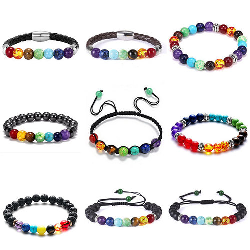 Korean version of rainbow woven bracelets for men and women