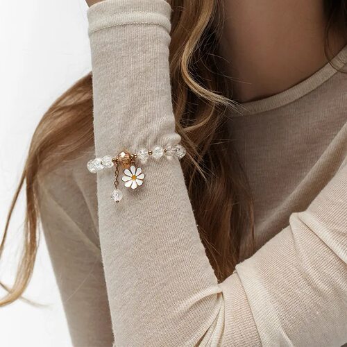 Cross-border new crystal beaded daisy student girl bracelet