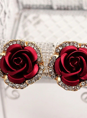 Rose flower stud earrings cross-border jewelry for ladies女