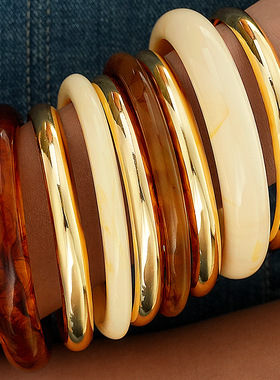 Amber acrylic bracelet set for women's jewelry跨境女士潮手镯