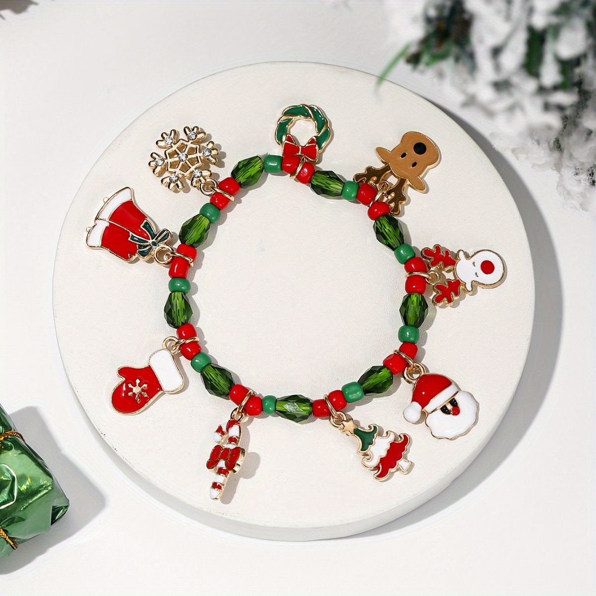 Santa Claus cane, snowflake gloves, crystal bracelet圣诞手链