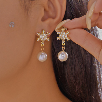 Christmas snowflake fashion stud earrings party jewelry圣诞