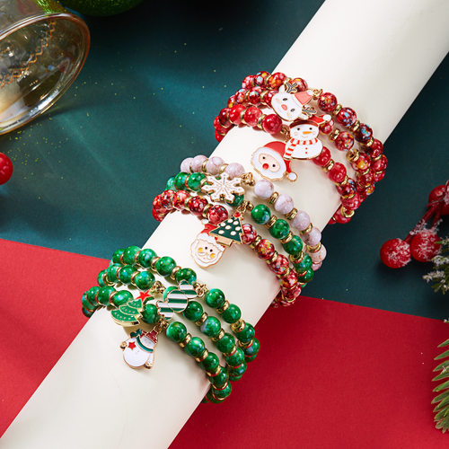 Santa Claus snowman deer beaded bracelet gift圣诞节手链礼物