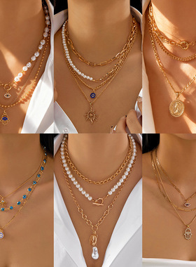 Cross-border imitation pearl collar chain for women跨境项链
