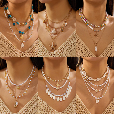 Cross-border summer sea star pendant necklace accessory项链
