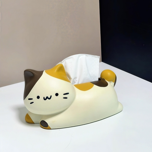 创意猫咪纸巾盒陶瓷抽纸盒客厅可爱纸巾收纳盒桌面摆件2025新款