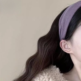 宽边发箍雾霾紫布艺发箍秋冬显白韩复古显白发卡超宽发带儿童发箍