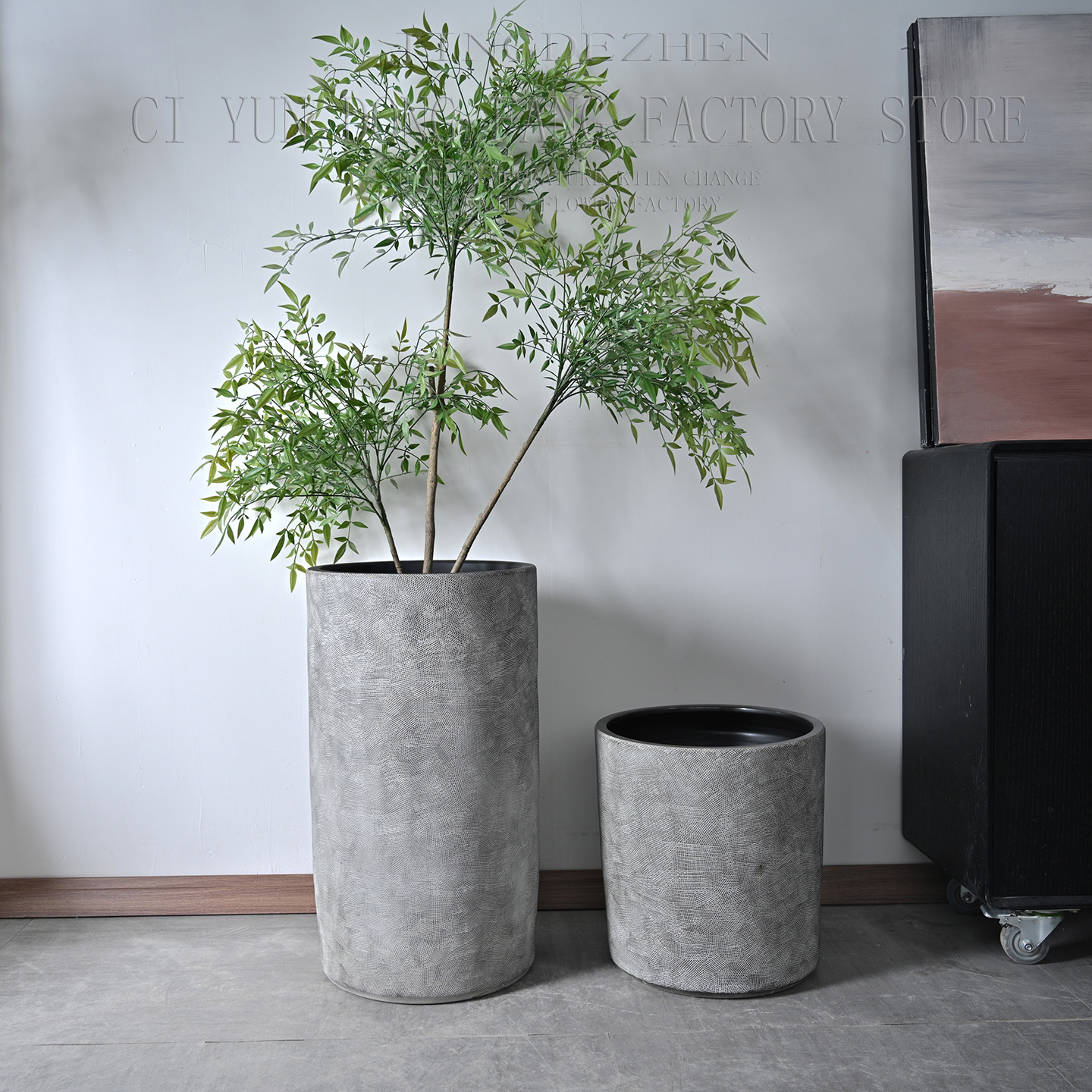 意式简约现代落地花瓶陶瓷直桶绿植花盆客餐厅角落阳台户外大花盆