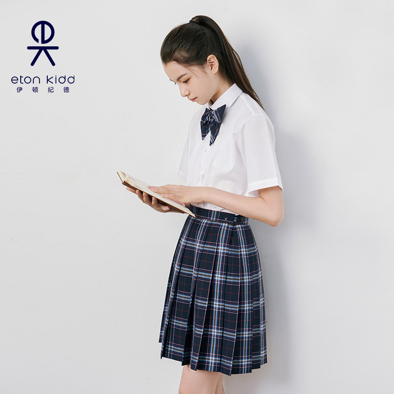 【送领花】伊顿纪德女童学院半身裙夏学生淑女格裙新百褶裙22Q905