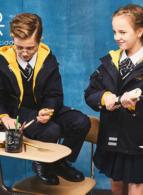 伊顿纪德学院儿童上衣男女童脱卸式连帽保暖外套09X106