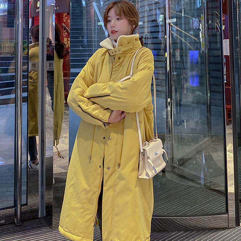 加绒加厚羊羔毛外套女2023冬季棉服中长款过膝韩版宽松棉袄派克服