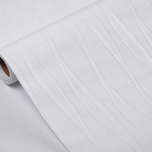 白色条纹自粘防水防潮3d立体墙纸