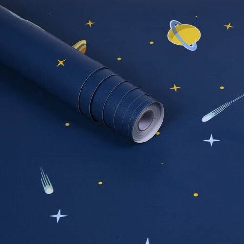 寝室壁纸ins风日系卧室墙纸自粘温馨女孩儿童房PVC防水10米梦星空