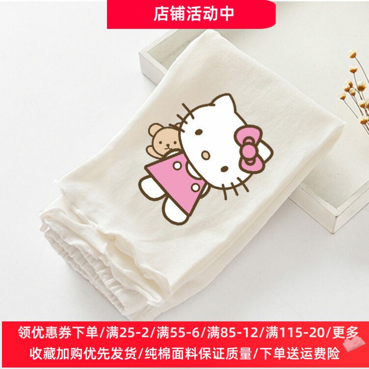 凯蒂猫童装女童木耳边打底裤夏季卡通宝宝七分裤薄款儿童夏装裤子