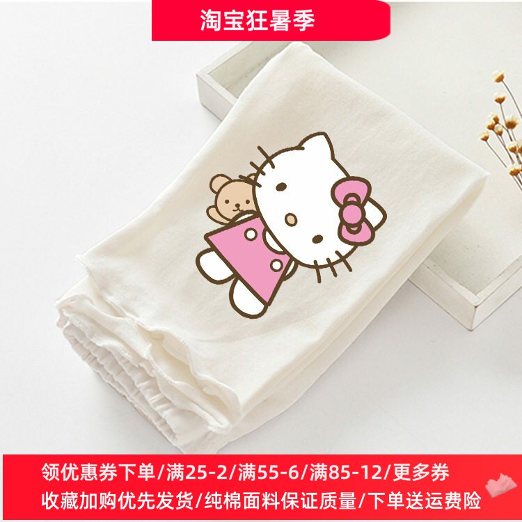 凯蒂猫童装女童木耳边打底裤夏季卡通宝宝七分裤薄款儿童夏装裤子