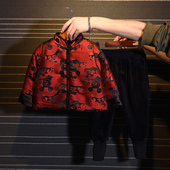 儿童汉服秋冬喜庆男童古风拜年服唐装 宝宝洋气周岁礼服中国风套装