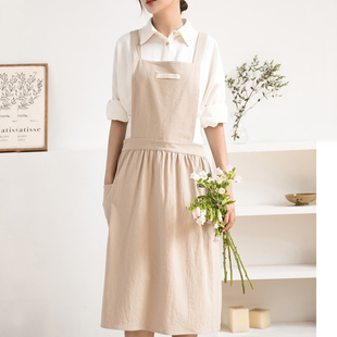 围裙美甲店专用日系透气烘焙女工作服韩式 花艺师厨房定制logo印字