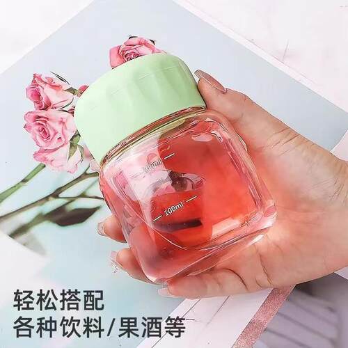 胖胖杯泡奶杯耐高温玻璃杯豆浆杯外带刻度玻璃杯牛奶杯子