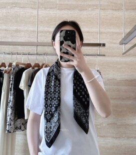 腰果花撞色设计双面印花 美式复古bandana丝巾 柔软亲肤百搭围巾