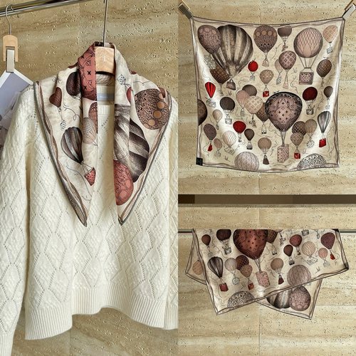 告白气球 百搭时髦的真丝羊毛方巾 双面异色温柔质感丝巾围巾女