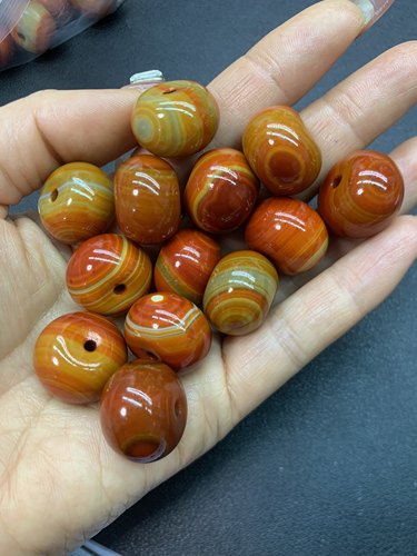 战国红玛瑙算盘子单珠尺寸20-14mm左右颗颗带眼手工Diy配件