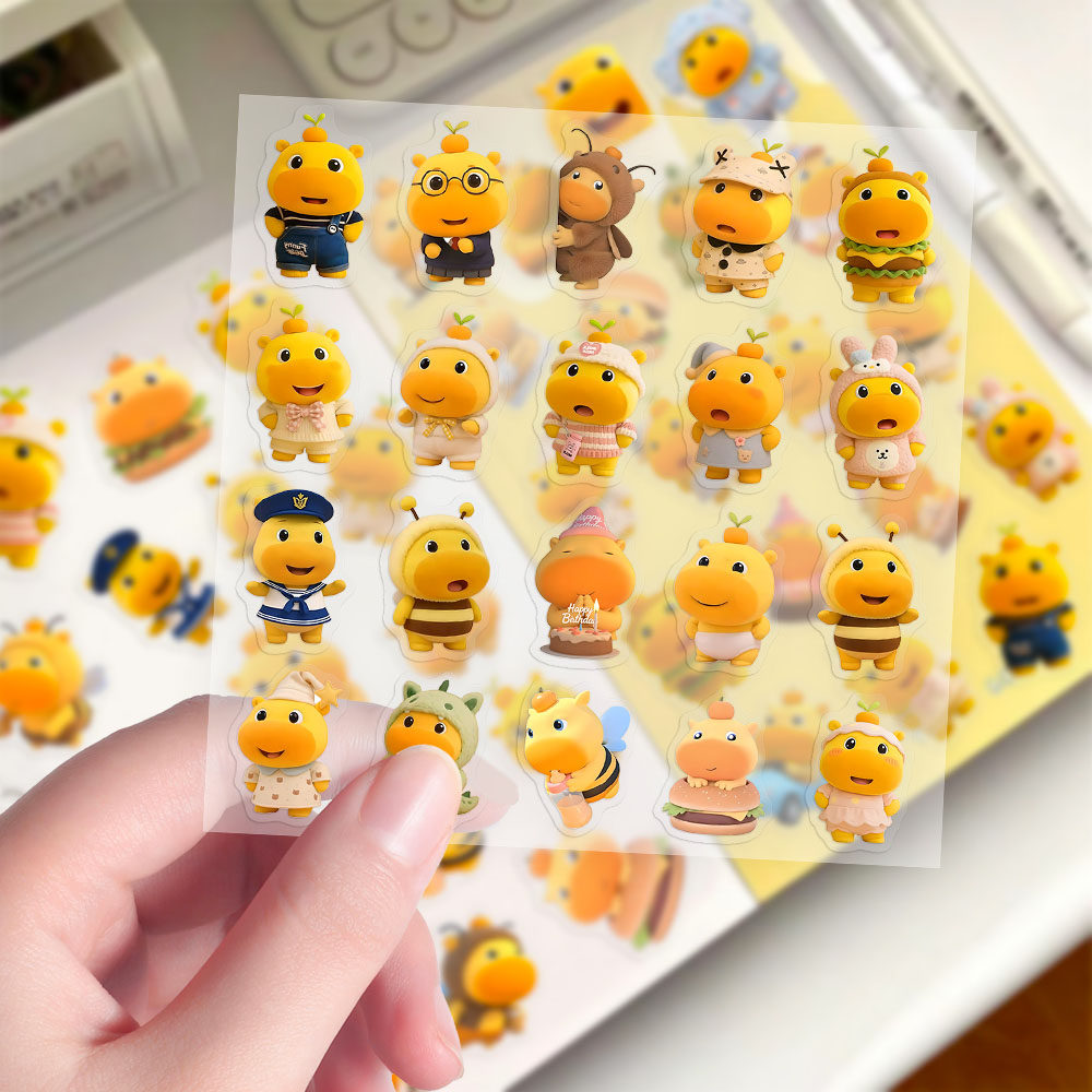 透明款】260张水豚噜噜爆款萌物可爱呆萌趣味爆款表情贴装饰收藏