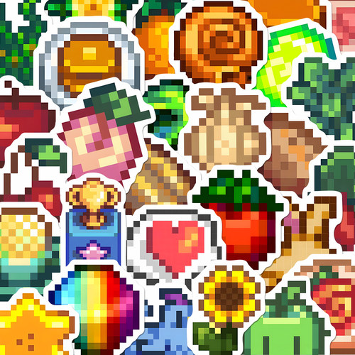 128张像素风星露谷物语贴纸