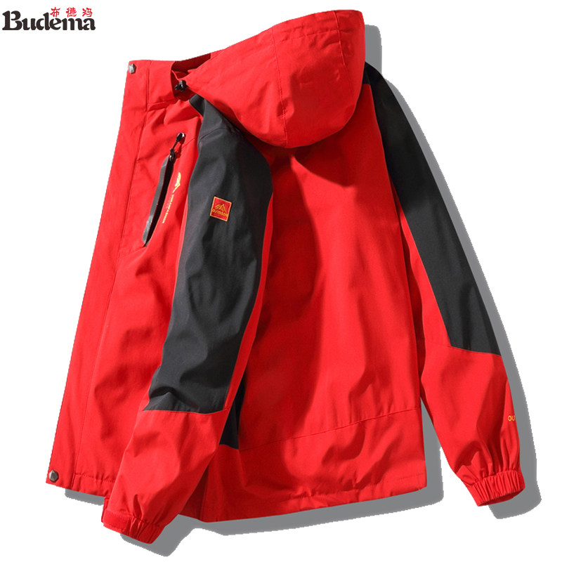 春秋新款加肥加大码薄款运动冲锋衣休闲外套男防风衣户外宽松夹克
