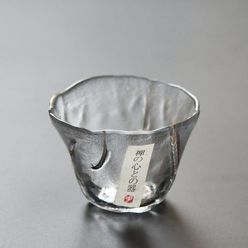 日式加厚锤纹透明玻璃杯 耐热品茗杯 功茶杯斗笠杯