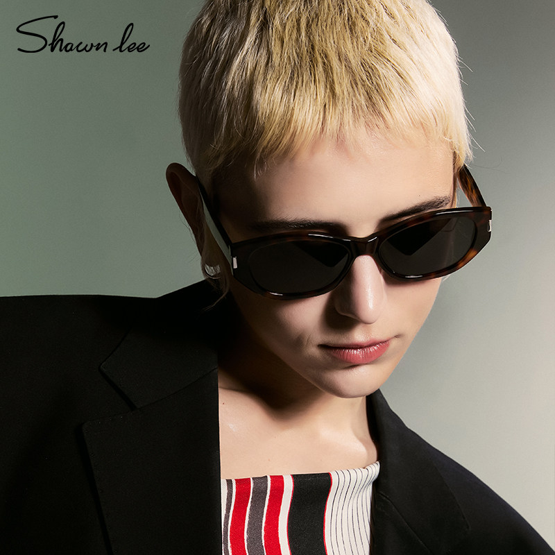 Shawnlee玳瑁色墨镜女猫眼复古窄框男防晒度假近视太阳镜小框眼镜