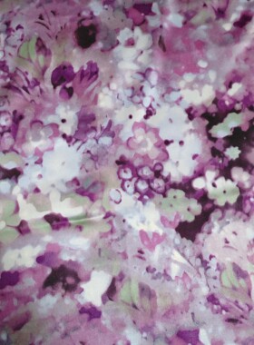 真丝弹力缎面料抽象晕染花数码印花布料19姆 stretch silk satin