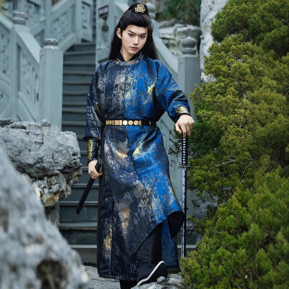 原创汉服男装2025新款唐制圆领袍古装拼色襕袍男生青少年春秋唐装