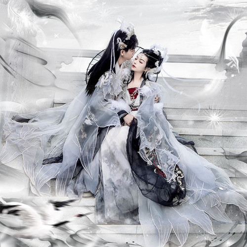 汉旭原创汉服魏晋国风齐腰情侣CP【鹤鸣九霄】男女同款武侠走秀款