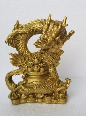 黄铜招财中式客厅摆件龙聚宝盆龙