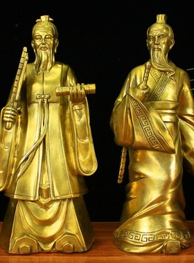 姜太公钓鱼客厅姜尚吕尚骑鹿纯铜