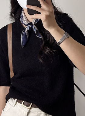 超美拼色！日系印花薄棉方巾韩国chic春夏多功能围巾领巾小头巾