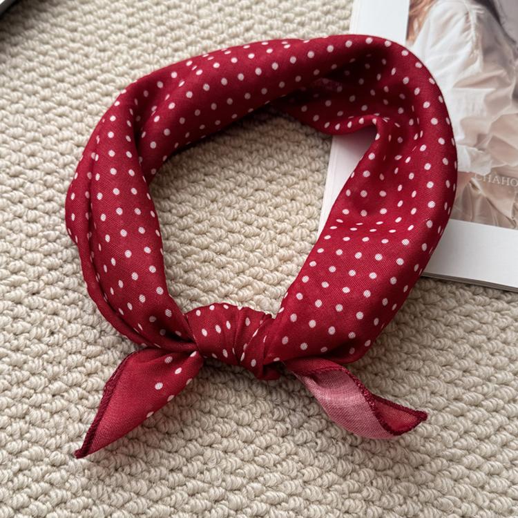 四季日系波尔卡圆点小方巾领巾