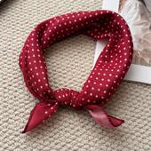 MIXMISS 轻复古日本文艺小方巾通勤叠穿小领巾头巾 波尔卡圆点