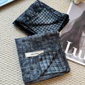 MIXMISS 双面格雷灰黑色领巾文艺百搭叠穿方巾腰带 复古轻奢感