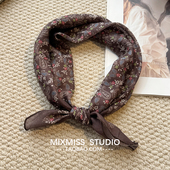 ootd叠穿小方巾百搭日系领巾 灰调绝绝子配 MIXMISS 清冷高智棕