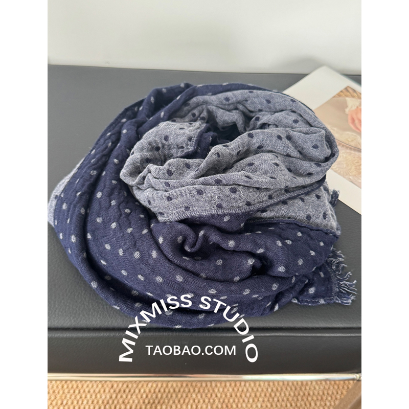 MIXMISS小众双面藏青披肩头巾