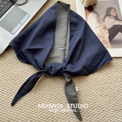 双面棉三角领巾日系叠穿文艺头巾