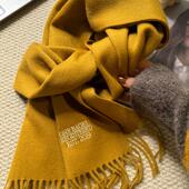 100%绵羊毛纯色围巾男女ins冬季 MIXMISS 故事感芥末黄 保暖围脖