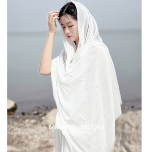 MIXMISS【纯白色】定制好物升级款西北披肩围巾新疆阿布扎比头巾