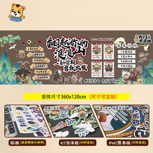 浪浪山小怪兽开学环创教室黑板报布置装饰爱国英雄红色文化主题墙
