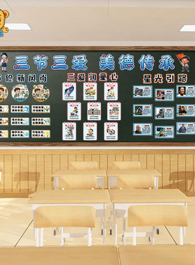 中小学传统美德三爱润童心星光引路节俭新风尚班级板报布置墙贴纸