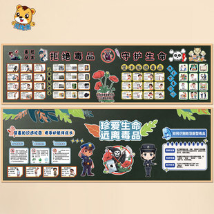 校园禁毒黑板报布置装饰墙贴毒品危害认清毒品的样子坚决拒绝毒品