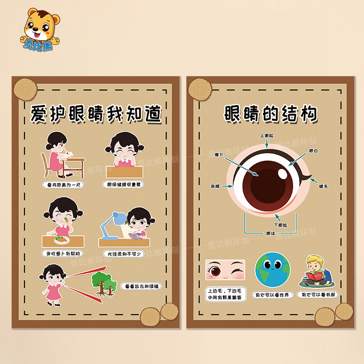 幼儿园爱眼日主题墙环创布置装饰保护眼睛的结构图正确的读写姿势