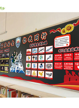 全国中小学生国家安全教育日415主题黑板报装饰红色爱国教室环创